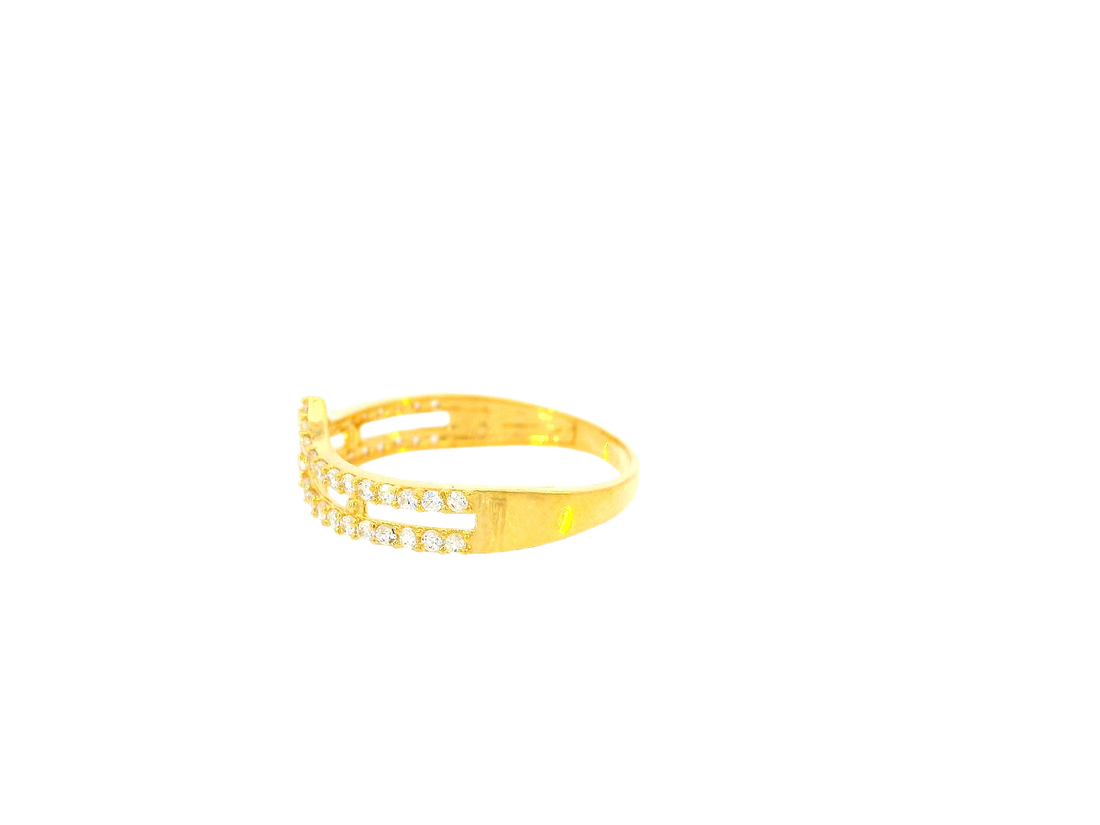 22K Yellow Gold Cubic Zirconia Double Band Ring – Size 7.7