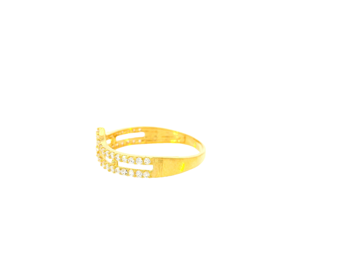 22K Yellow Gold Cubic Zirconia Double Band Ring – Size 7.7