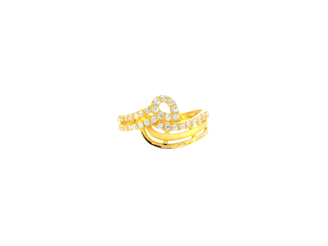 22K Yellow Gold Cubic Zirconia Layered Band Ring – Size 5.5