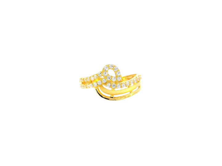 22K Yellow Gold Cubic Zirconia Layered Band Ring – Size 5.5