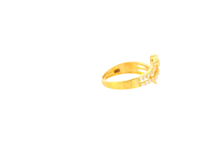 22K Yellow Gold Cubic Zirconia Layered Band Ring – Size 5.5