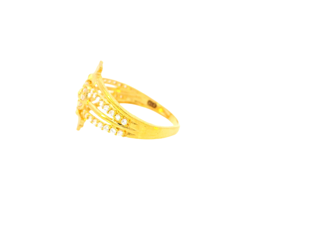 22K Yellow Gold Cubic Zirconia Layered Band Ring – Size 5.5