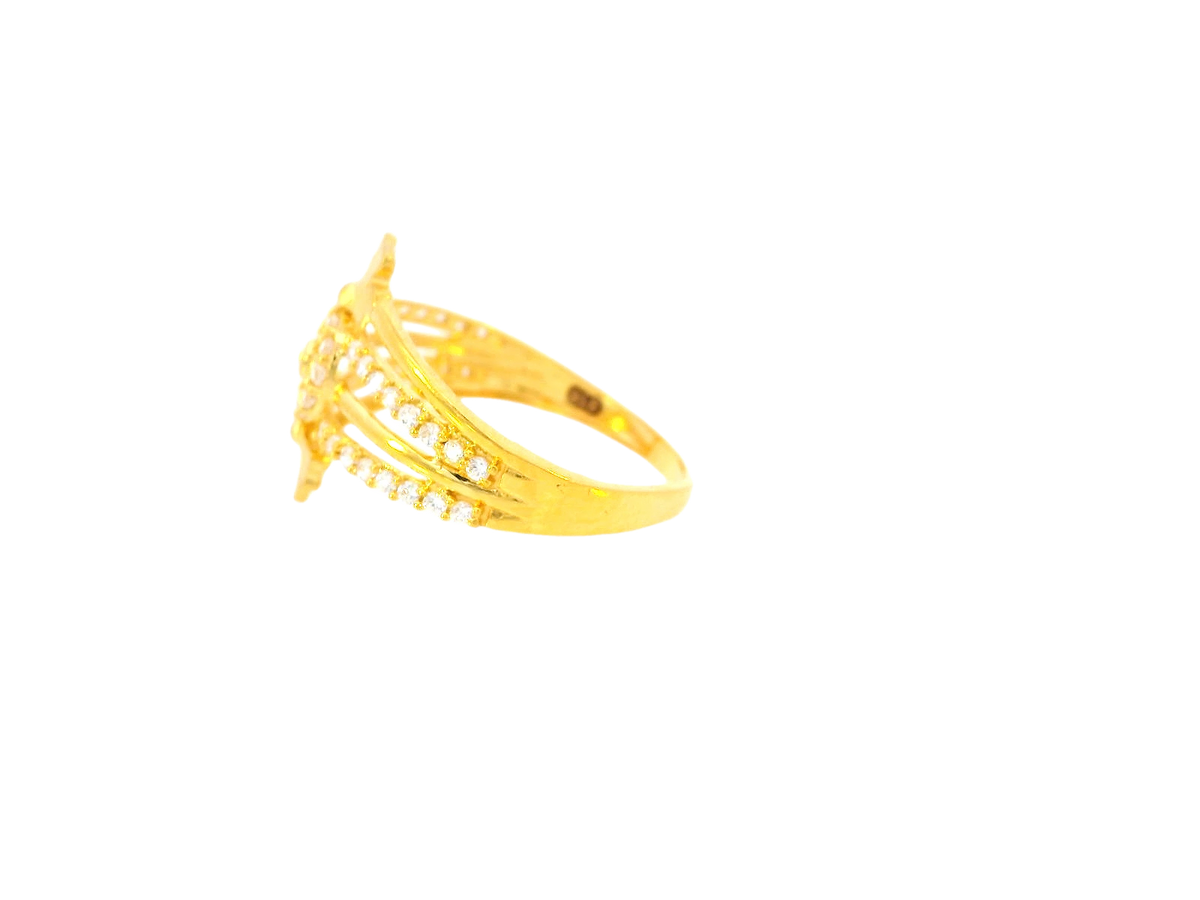 22K Yellow Gold Cubic Zirconia Layered Band Ring – Size 5.5