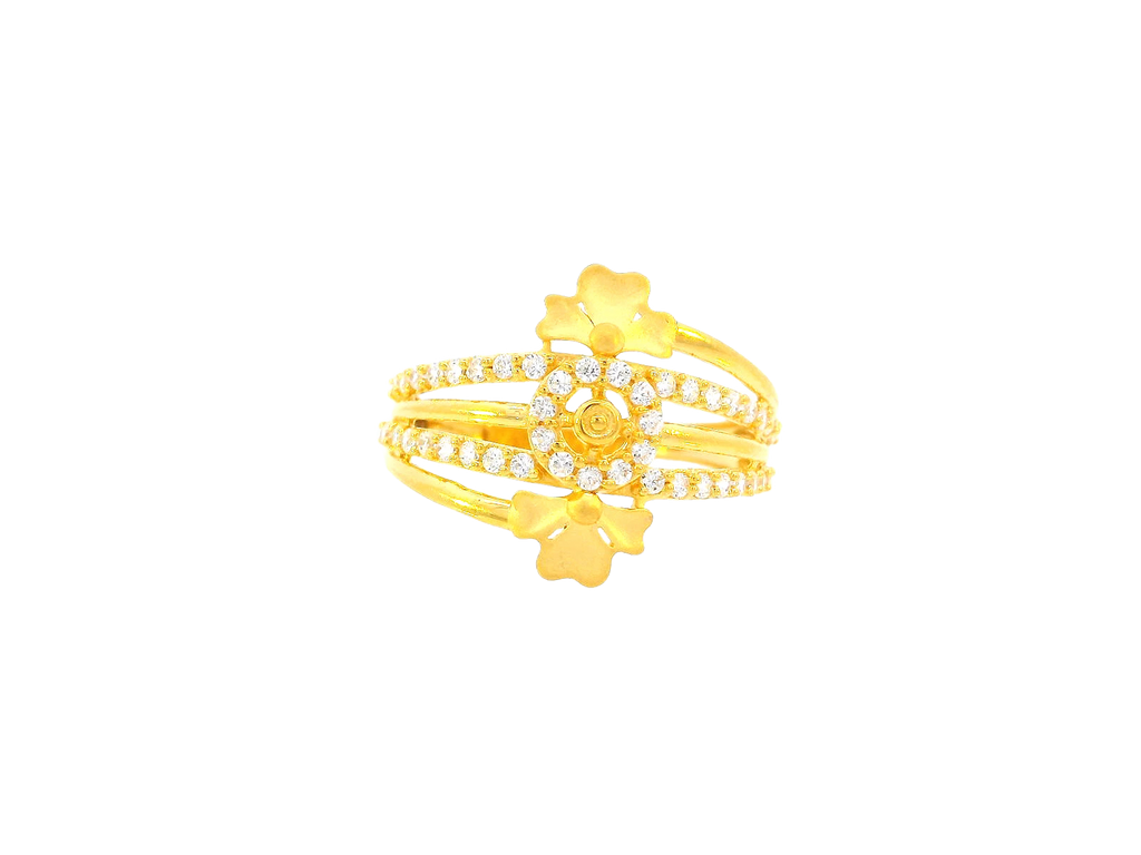 22K Yellow Gold Cubic Zirconia Layered Band Ring – Size 5.5