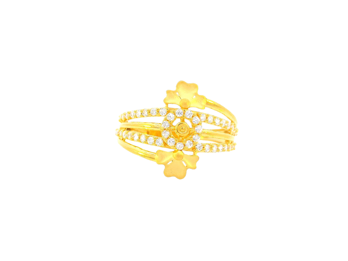 22K Yellow Gold Cubic Zirconia Layered Band Ring – Size 5.5