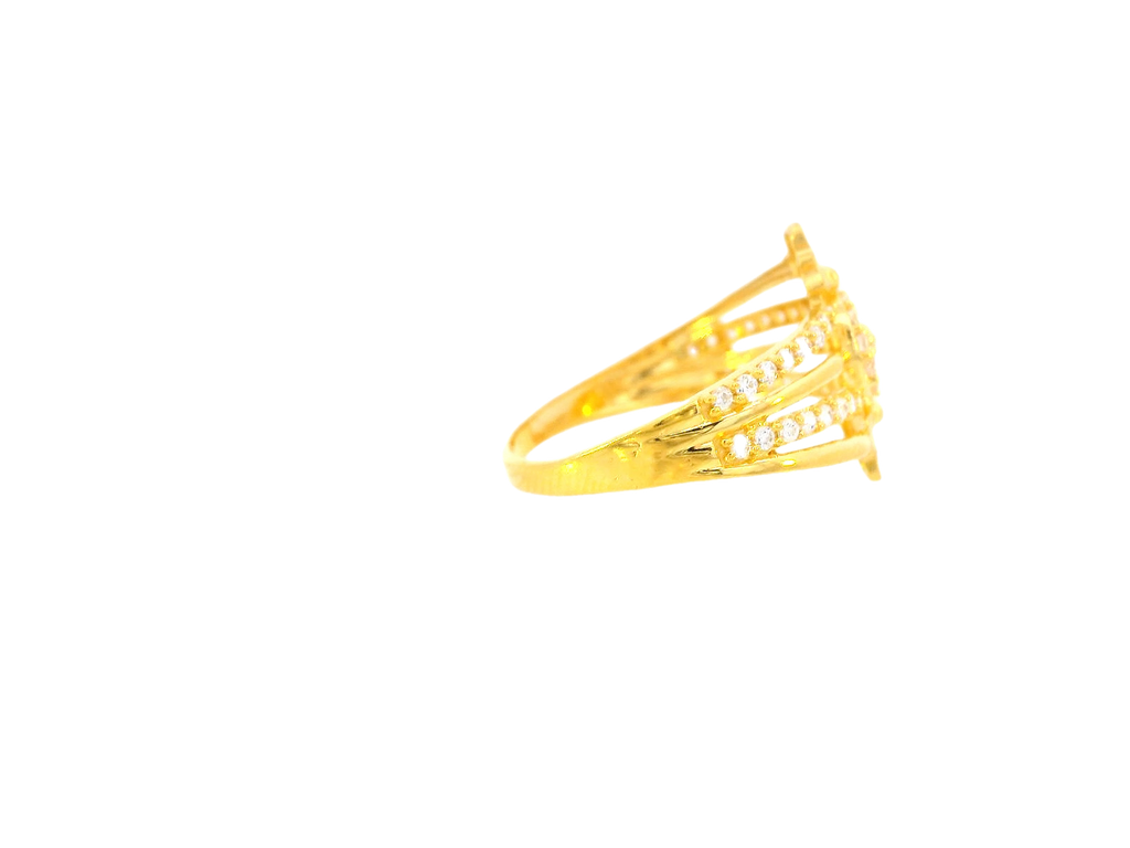 22K Yellow Gold Cubic Zirconia Layered Band Ring – Size 5.5