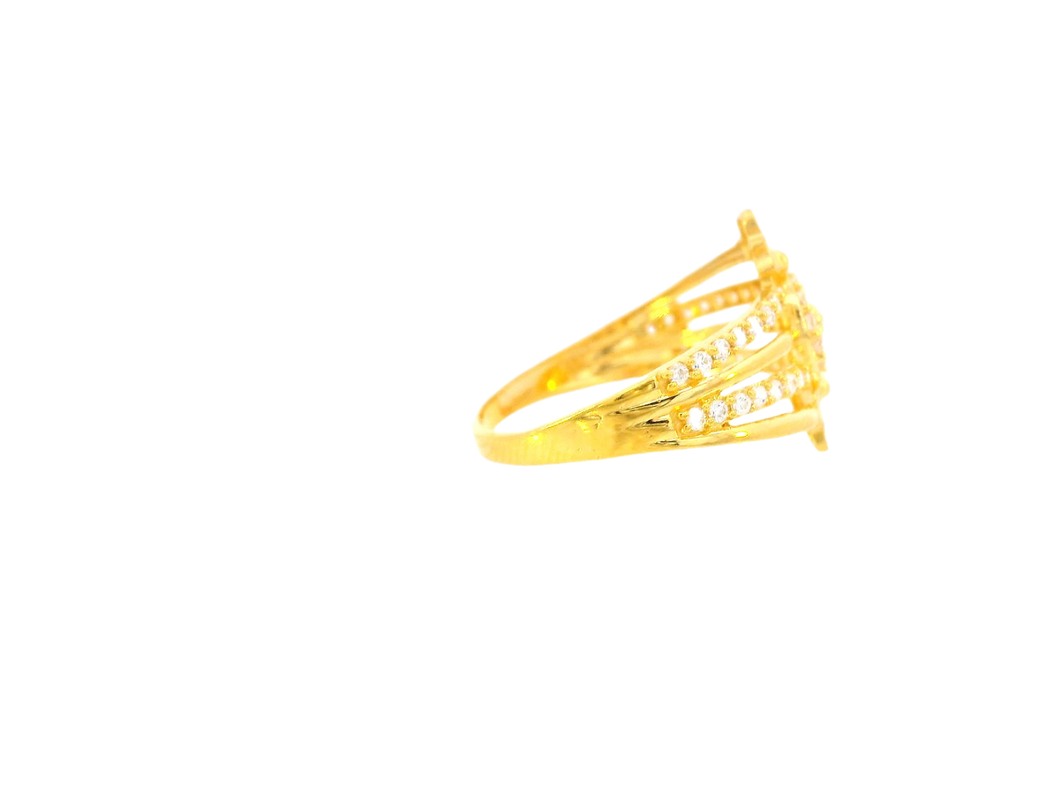 22K Yellow Gold Cubic Zirconia Layered Band Ring – Size 5.5