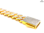 22K Yellow Gold Cubic Zirconia Link Bracelet with Open Box Lock