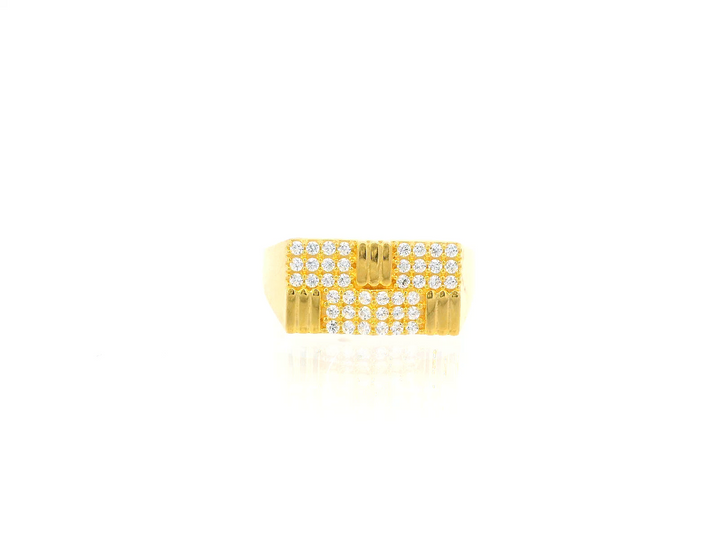 22K Yellow Gold Cubic Zirconia Men's Ring