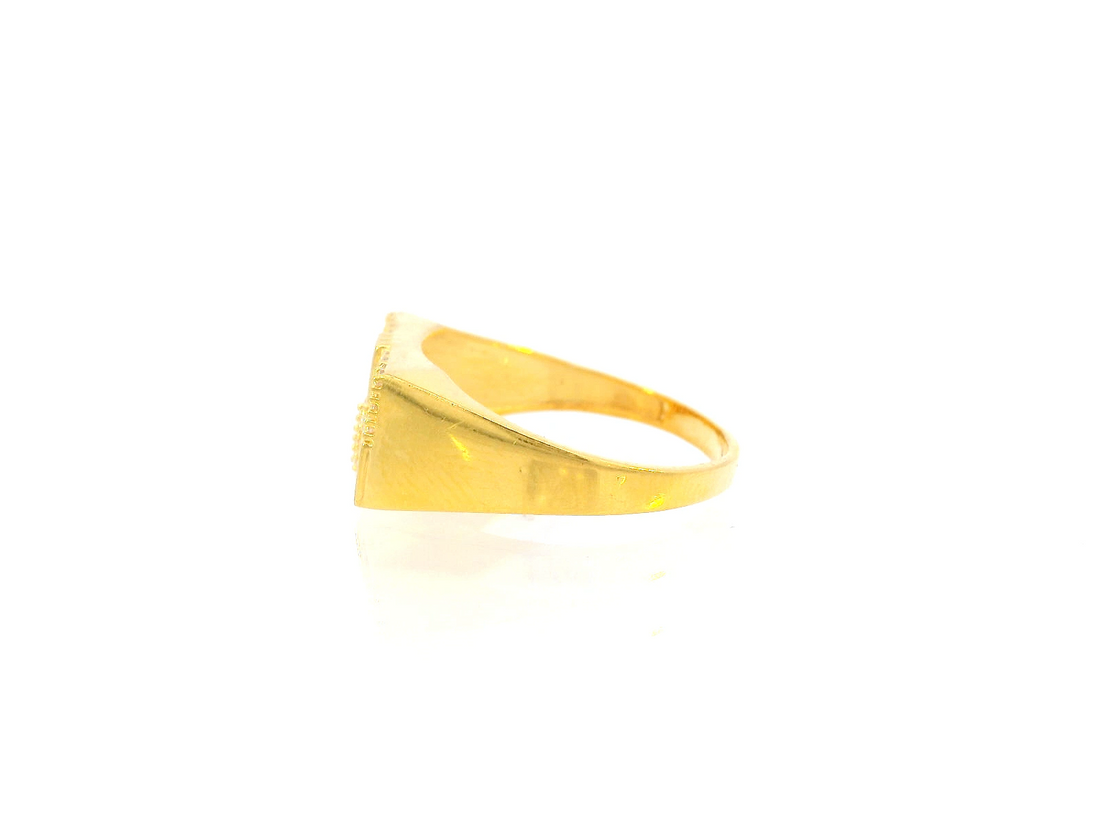 22K Yellow Gold Cubic Zirconia Men's Ring