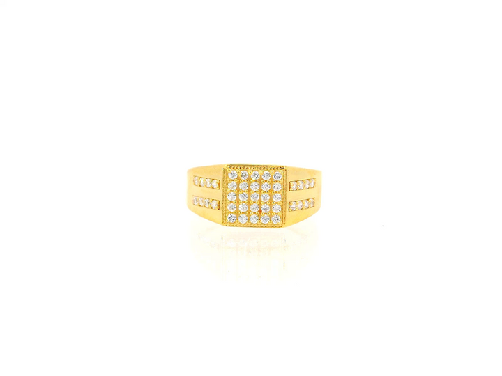 22K Yellow Gold Cubic Zirconia Statement Ring
