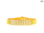 22K Yellow Gold Cubic Zirconia Studded Bracelet with Open Box Lock