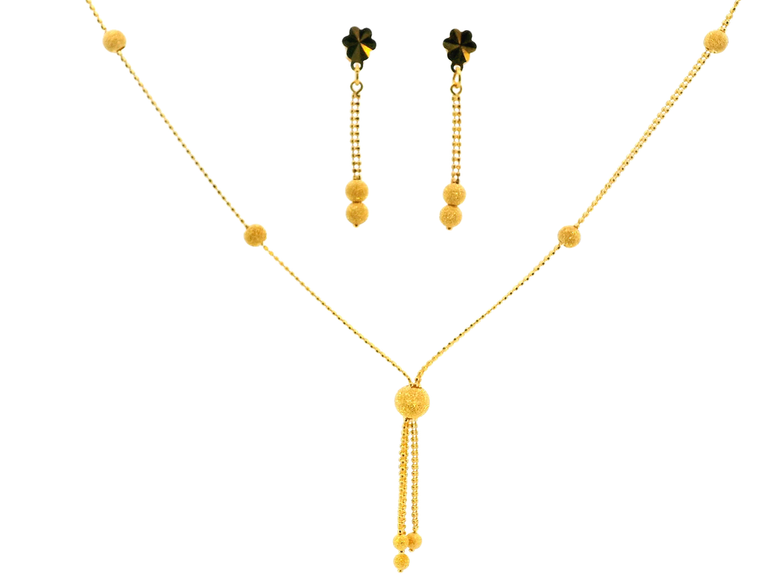 22K Yellow Gold Delicate Necklace & Earring Set – 9.7g