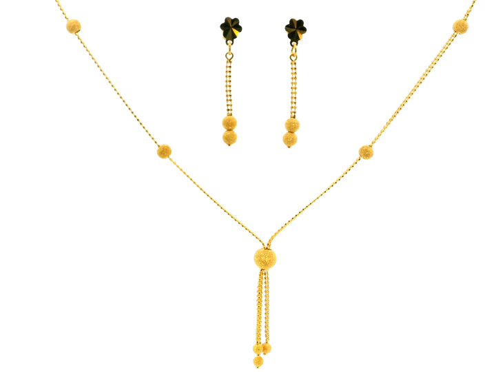 22K Yellow Gold Delicate Necklace & Earring Set – 9.7g