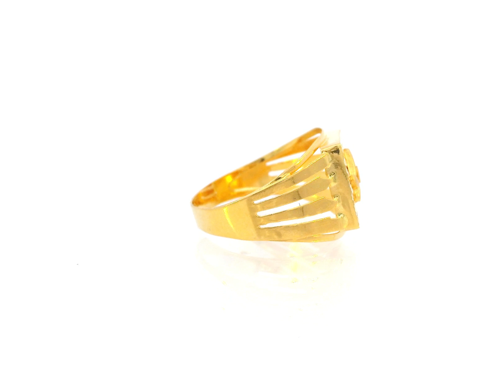 22K Yellow Gold Engraved Men's Ring