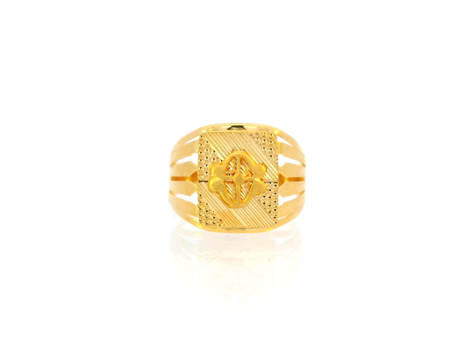 22K Yellow Gold Engraved Statement Ring