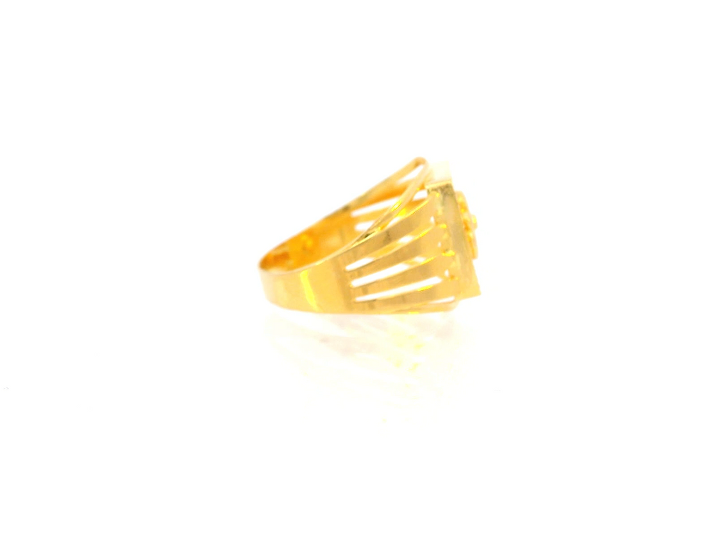 22K Yellow Gold Engraved Statement Ring