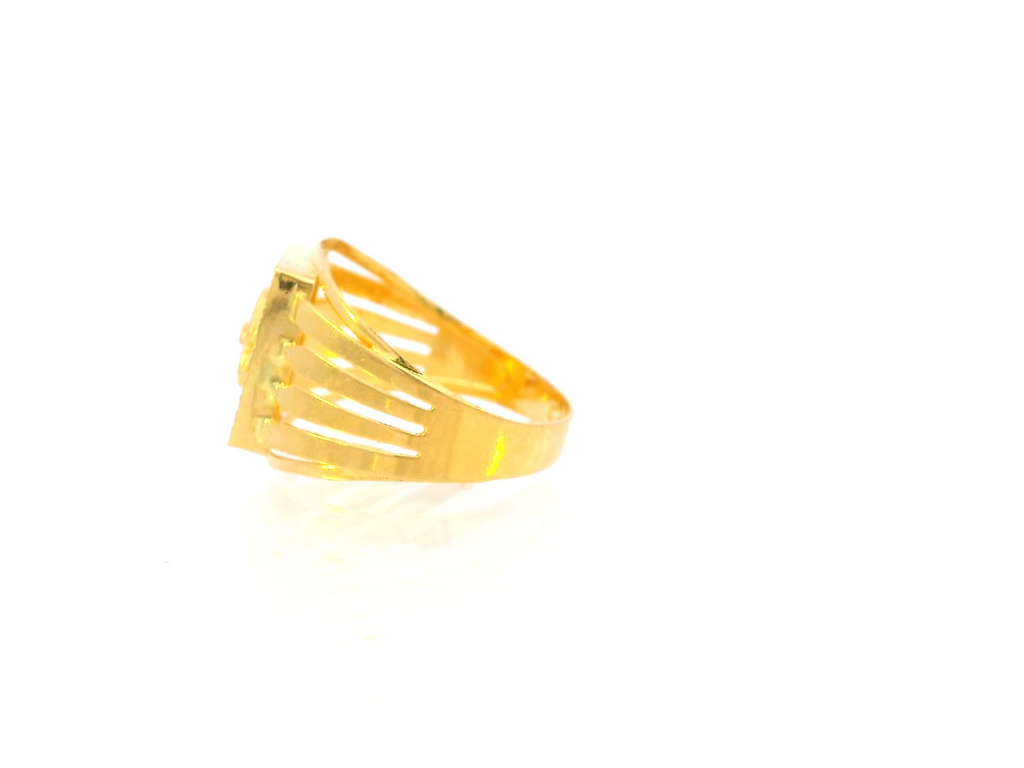22K Yellow Gold Engraved Statement Ring