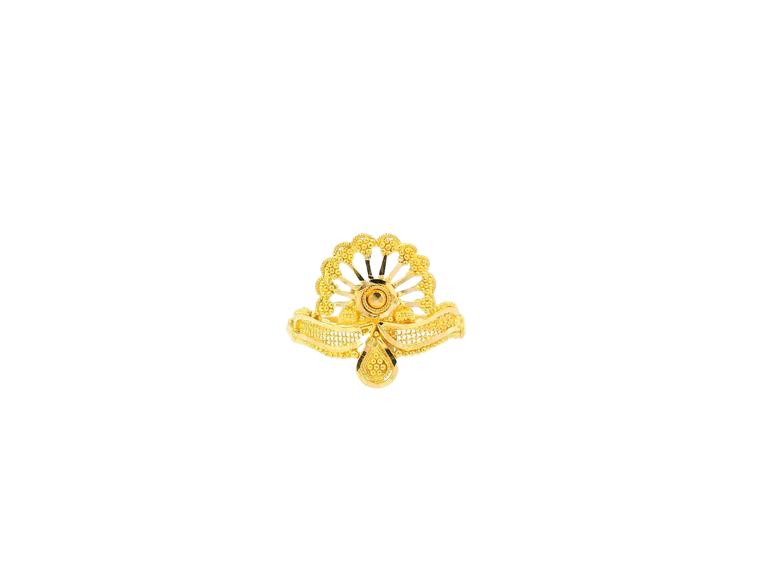 22K Yellow Gold Floral Motif Ring