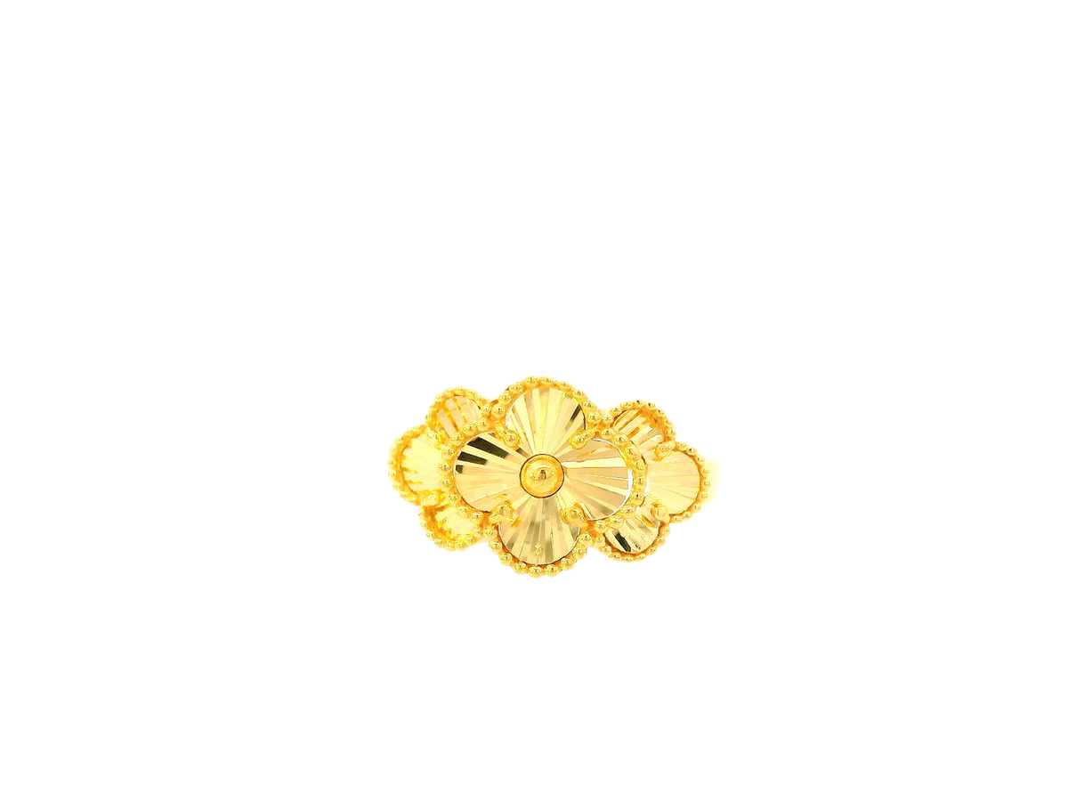22K Yellow Gold Floral Ring – Size 7.7