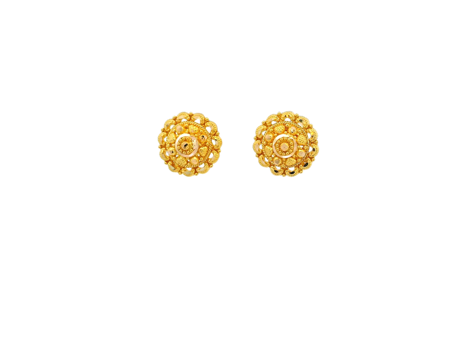 22K Yellow Gold Floral Stud Earrings – 3g
