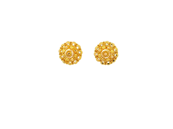 22K Yellow Gold Floral Stud Earrings – 3g