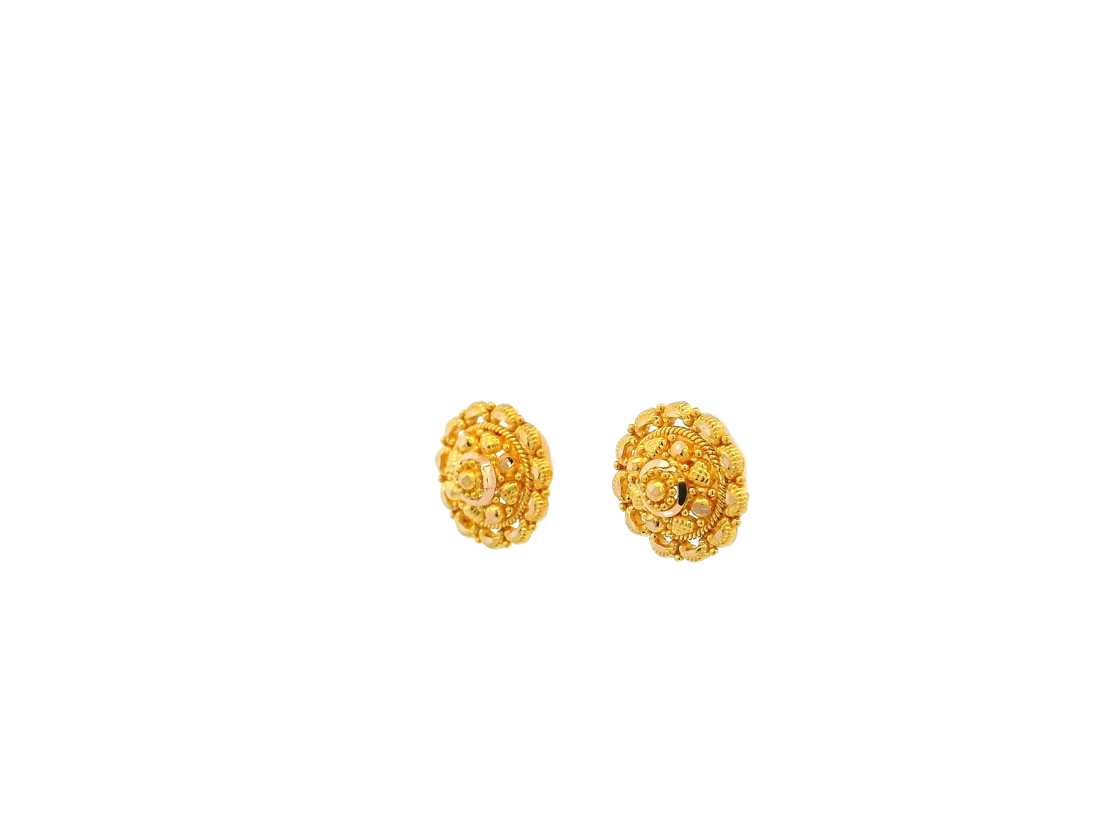 22K Yellow Gold Floral Stud Earrings – 3g