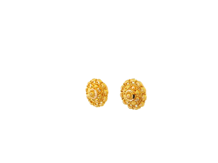22K Yellow Gold Floral Stud Earrings – 3g