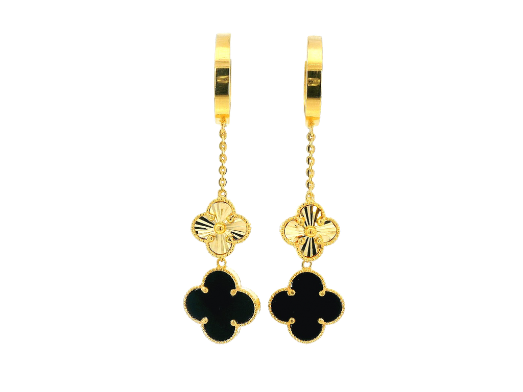 22K Yellow Gold Hanging Earrings with Colored Stone – 13.1g