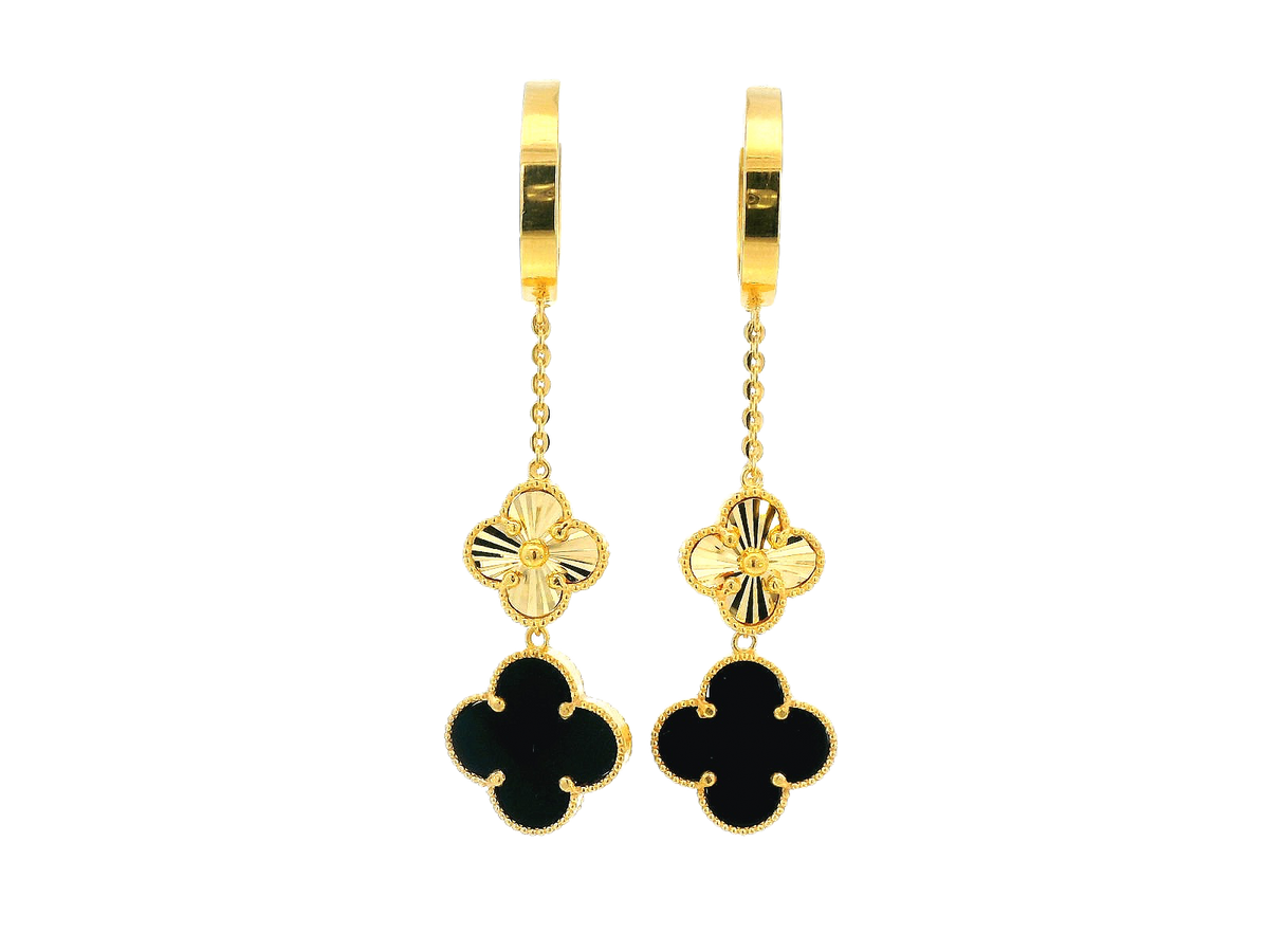 22K Yellow Gold Hanging Earrings with Colored Stone – 13.1g