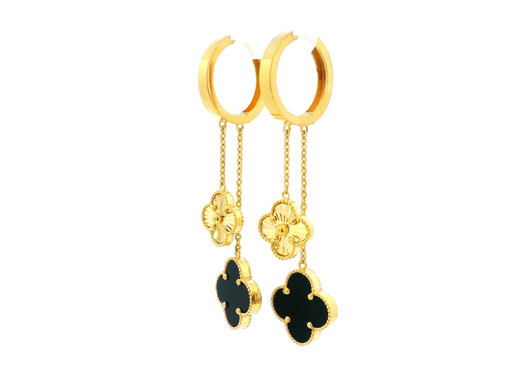 22K Yellow Gold Hanging Earrings with Colored Stone – 13.1g