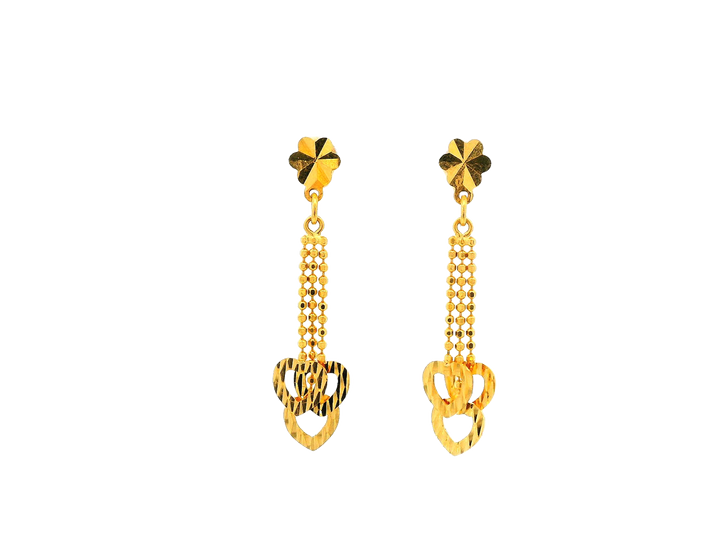 22K Yellow Gold Heart Motif Necklace & Earring Set – 12g