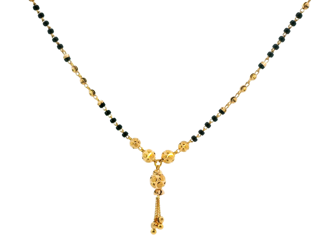 22K Yellow Gold Mangalsutra with Black Beads and Pendant