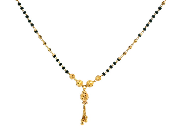 22K Yellow Gold Mangalsutra with Black Beads and Pendant