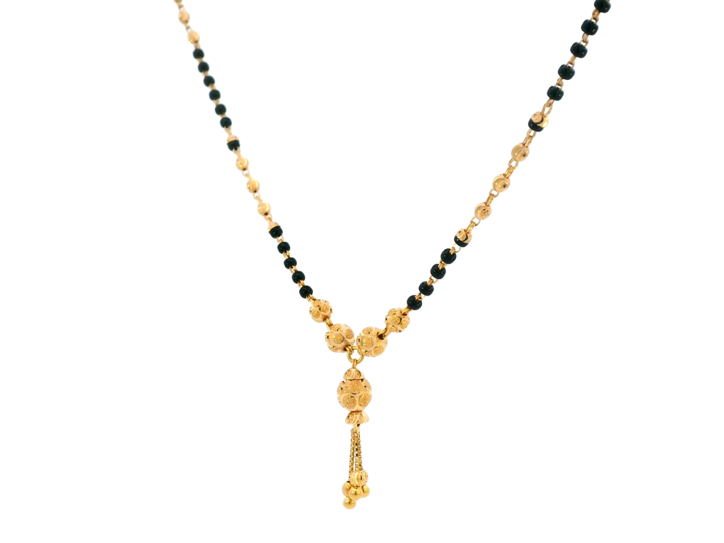 22K Yellow Gold Mangalsutra with Black Beads and Pendant