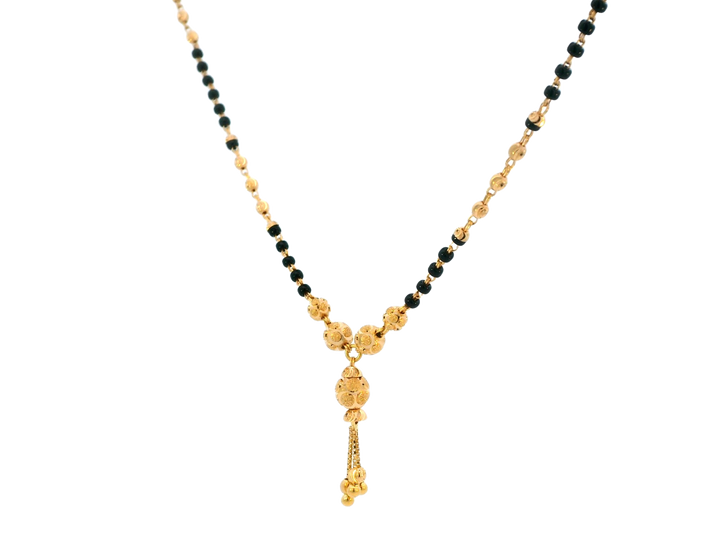 22K Yellow Gold Mangalsutra with Black Beads and Pendant
