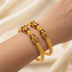 22K Yellow Gold Meenakari Screw Open Bangles – Traditional Artistic Elegance, Size 2.4 (Pair)