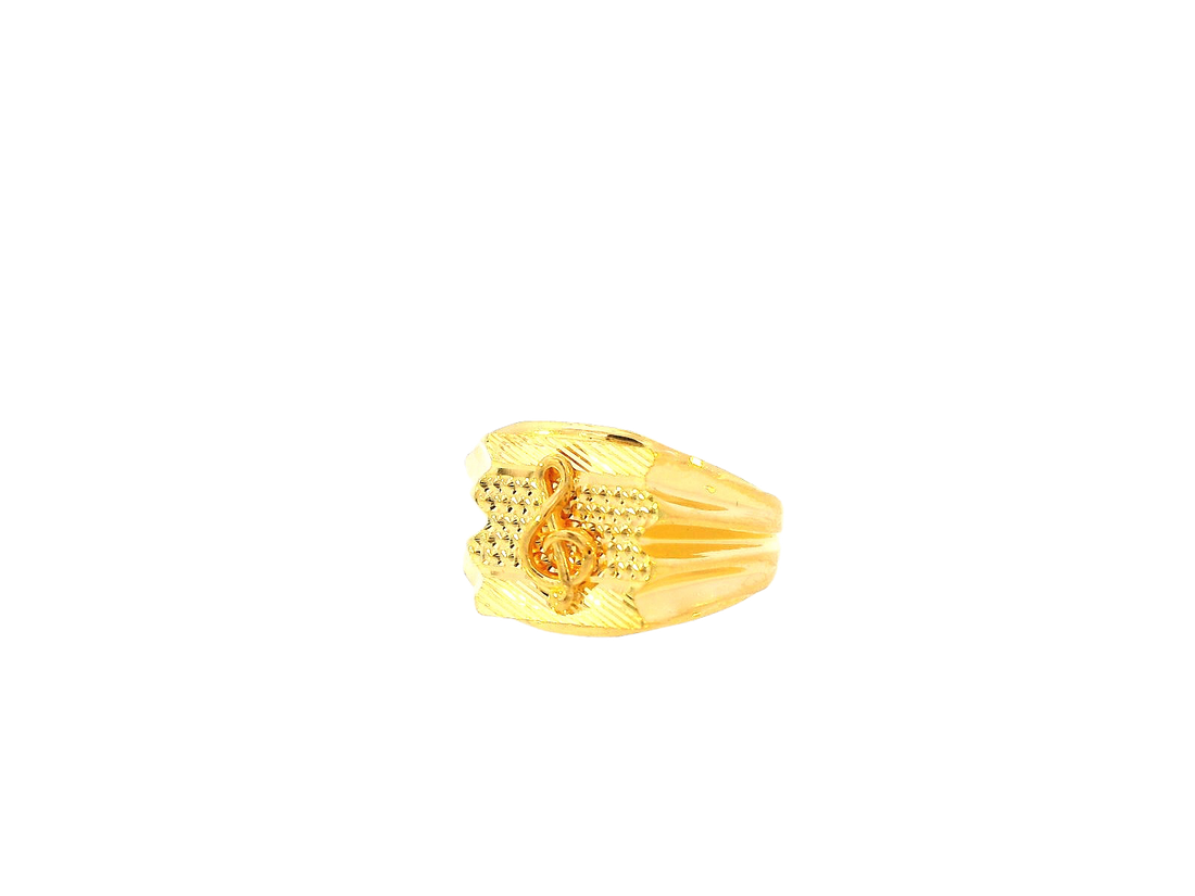 22K Yellow Gold Men's Musical Note Ring – Size 11
