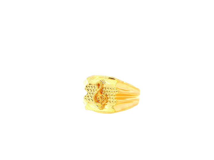 22K Yellow Gold Men's Musical Note Ring – Size 11