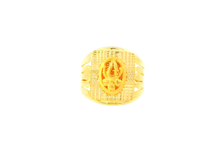 22K Yellow Gold Men's Ring with Oval Motif – Size 9