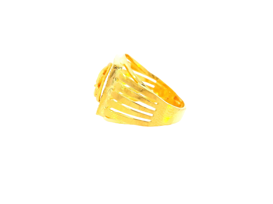 22K Yellow Gold Men's Ring with Oval Motif – Size 9