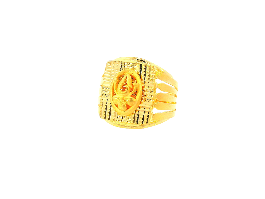 22K Yellow Gold Men's Ring with Oval Motif – Size 9