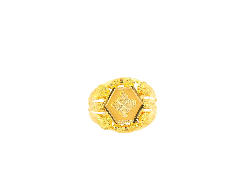 22K Yellow Gold Men's Shield Emblem Ring – Size 11.5