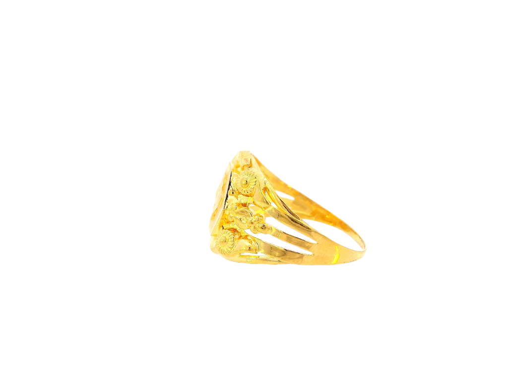 22K Yellow Gold Men's Shield Emblem Ring – Size 11.5