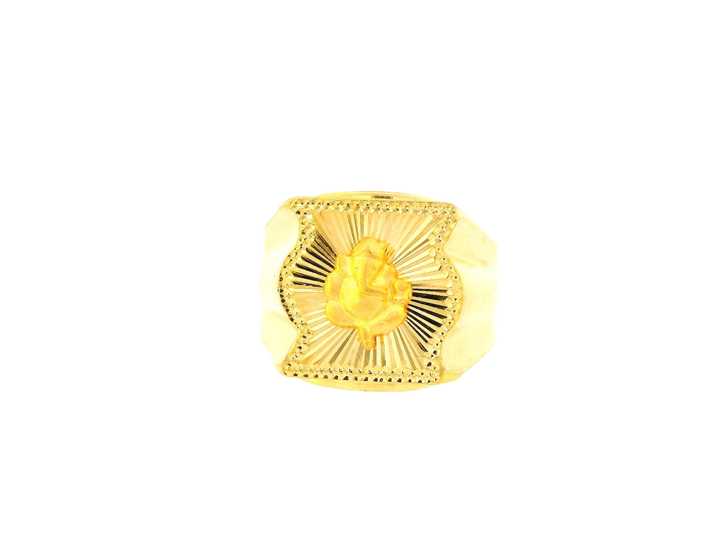 22K Yellow Gold Men's Sunburst Design Ring – Size 10