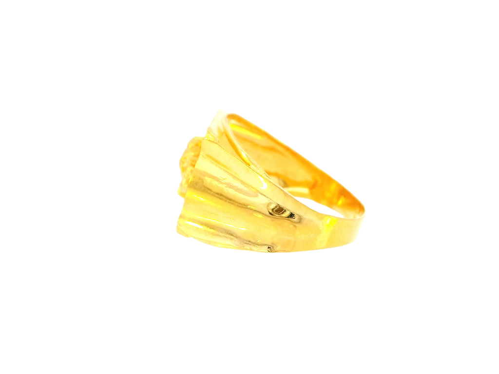 22K Yellow Gold Men's Sunburst Design Ring – Size 10