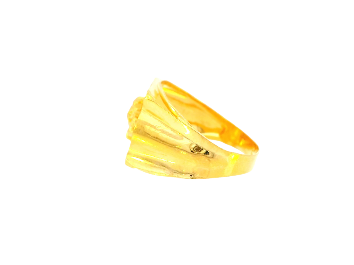 22K Yellow Gold Men's Sunburst Design Ring – Size 10
