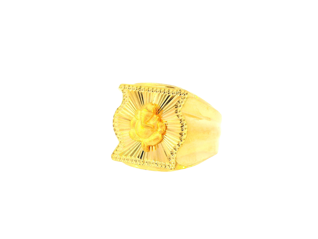 22K Yellow Gold Men's Sunburst Design Ring – Size 10