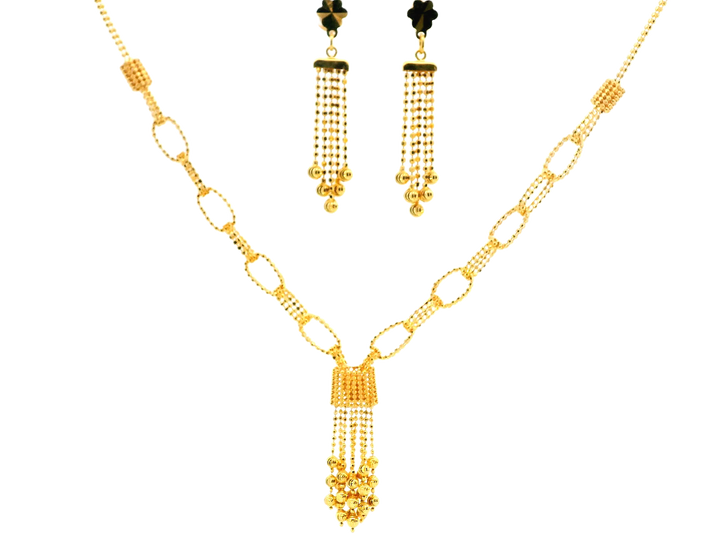 22K Yellow Gold Necklace & Earring Set – 15.4g