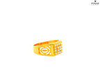 22K Yellow Gold Ring with Ornate Square Cluster Design